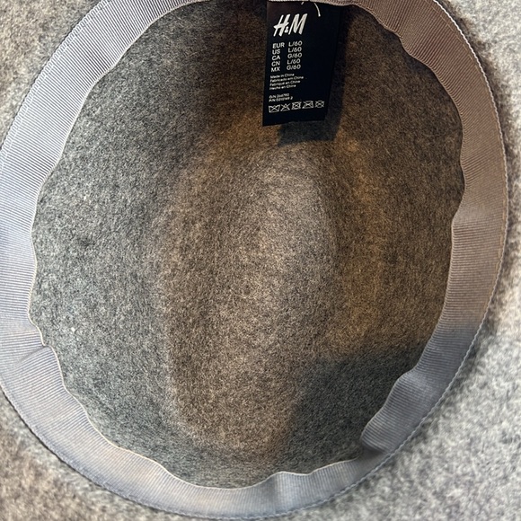 H&M Heather Gray Fedora Hat 100% Felted Wool with Vegan Leather Black Belt EUC‎ - Picture 8 of 16